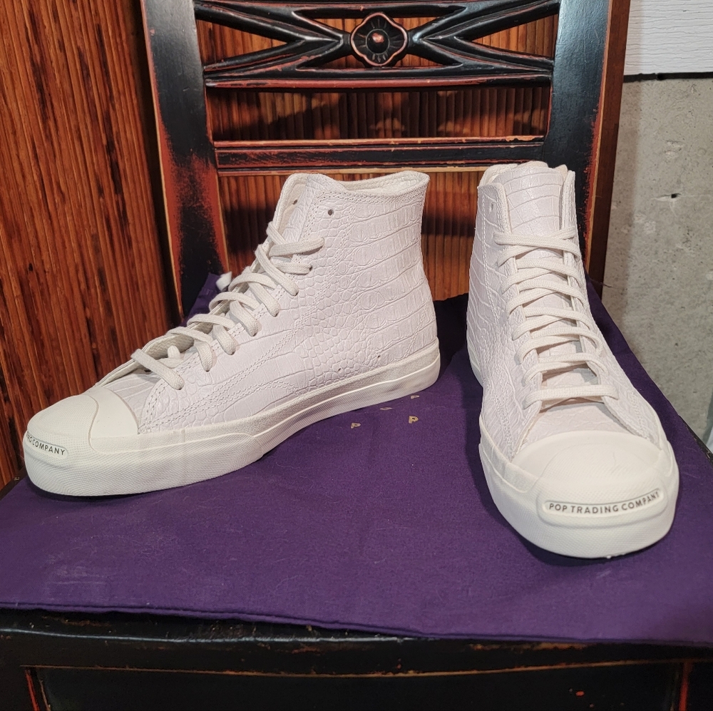CONVERSE Jack Purcell Pro H Pop Trading Co in White Gator Leather Skin